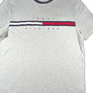 Tommy Hilfiger Logo Chest Stripe T-Shirt Color Block Gray | Large